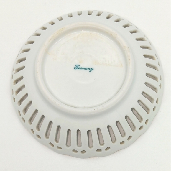 German Reticulated Trinket Dish Floral Pattern - Picture 3 of 4